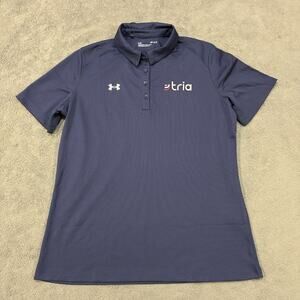 Under Armour Tech Polo Shirt Navy Blue Tria Logo Performance Golf Men's Size M